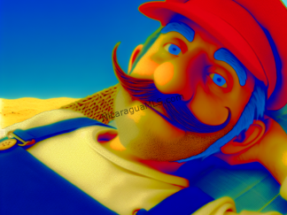 Super Mario relaxing on a private beach.